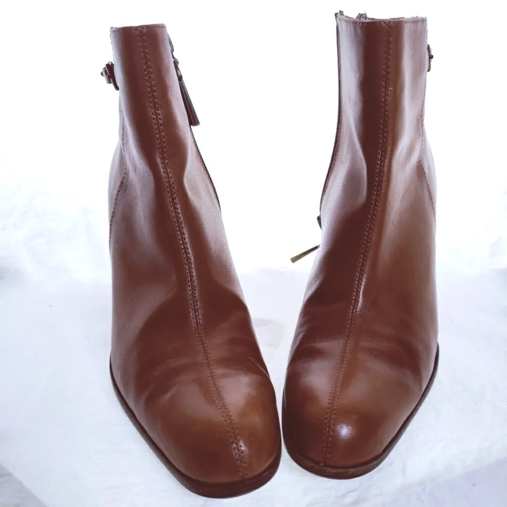 KIMEL Cognac Genuine Leather Booties - Picture 15 of 16